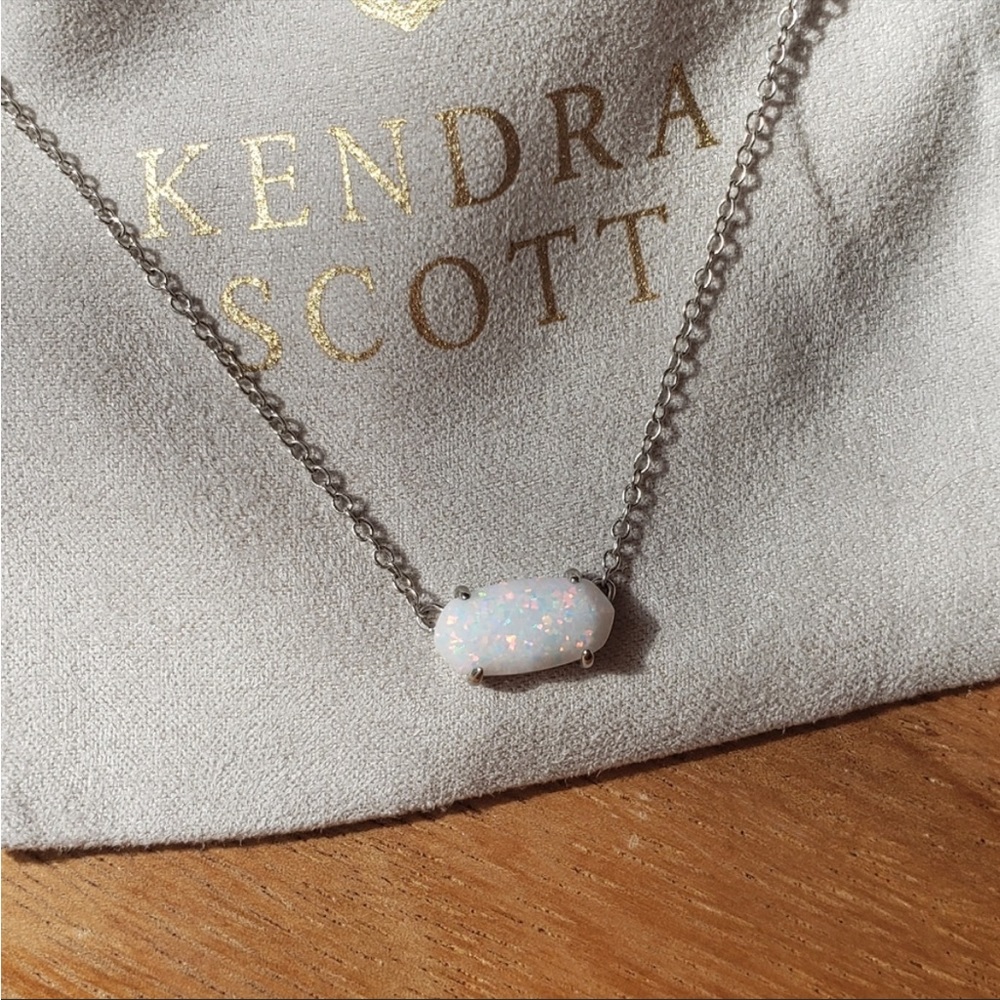 Silver chain White Opal Kendra Scott necklace